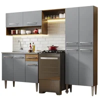 Cocina Integral Emilly 2.30m Con Mesón De Acero Marrón/Gris 10