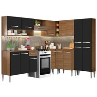 Madesa Cocina Integral De Esquina Emilly Ice 4.20m Marrón/Negro