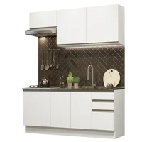Cocina Integral Glamy 1.80 m con Mesón de Acero Blanco 13