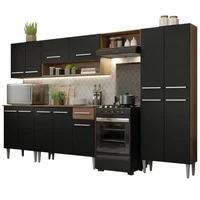 Cocina Integral Emilly 2.90M Marrón/Negro 01