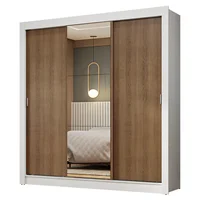 Closet Nobre 3 Puertas Corredizas 1 Espejo Blanco/Marrón