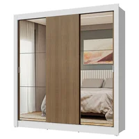 Closet Monaco 3 Puertas Corredizas 2 Espejos Blanco/Marrón