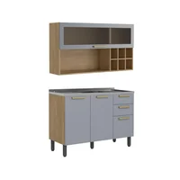 Cocina Integral en MDP 1.20 Metros con Lavaplatos Central en Acero Gris Bertolini