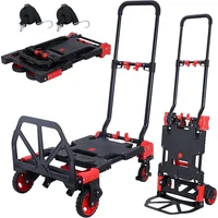 Jjsmkch Carro De Mano Plegable 2 En 1 JJSMKCH 150?kg Mango Ajustable Con 4 Ruedas