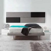 Cabecero Sencillo de Lujo Haifa 90X60 Ecocuero Gris/Negro