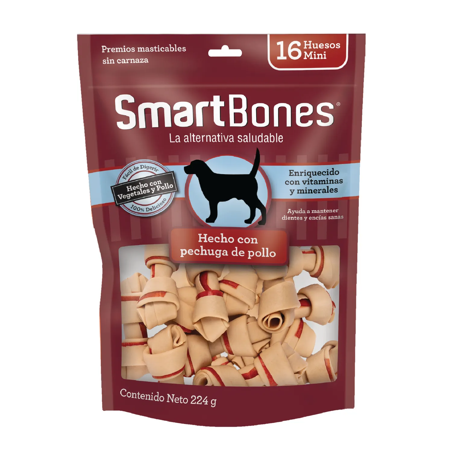 Snack para perro smartbone chicken mini 16und