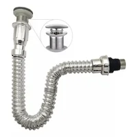 Desague Y Sifon Flexible Cromado Con Sistema De Push