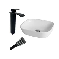 Kit Lavamanos Sobreponer Baru+Griferia mezclador Cascada negra+Desague ng