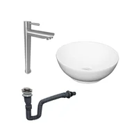 Kit Lavamanos Sobreponer Bowl 37 cms+griferia agua fria acero Inox