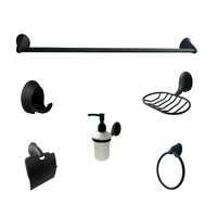 Set X 6 Accesorios Baño Nott Negro Metálicos