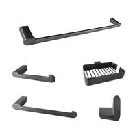 Set X 5 Accesorios Baño Kass Gun Metal Satinado