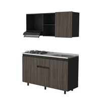 Just Home Collection Cocina Integral 1.50 Metros Alina Milan/Wengue Incluye Mesón Poceta Derecha con 4 Fogones a Gas Just Home Collection