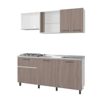 Just Home Collection Cocina Integral 1.80 Metros Preston Bardolino/Blanco Incluye Mesón Poceta Derecha con 4 Fogones a Gas Just Home Collection