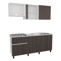 Just Home Collection Cocina Integral 1.80 Metros Preston Milan/Blanco Incluye Mesón Poceta Derecha con 4 Fogones a Gas Just Home Collection