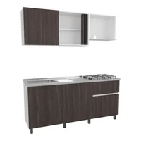 Just Home Collection Cocina Integral 1.80 Metros Preston Milan/Blanco Incluye Mesón Poceta Izquierda con 4 Fogones a Gas Just Home Collection