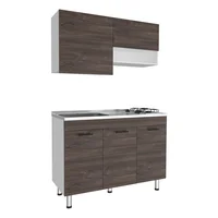 Just Home Collection Cocina Integral 1.20 Metros Malcolm Incluye Mesón Poceta Izquierda con 2 Fogones a Gas Just Home Collection