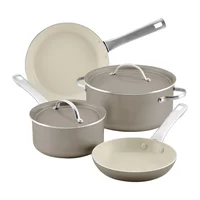 Juego de Ollas 8 Piezas con Antiadherente Cerámico Farberware Vibrance Champaña
