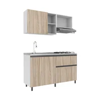 Just Home Collection Cocina Integral 1.50 Metros Otawa Soder Incluye Mesón Poceta Izquierda con 4 Fogones a Gas Just Home Collection