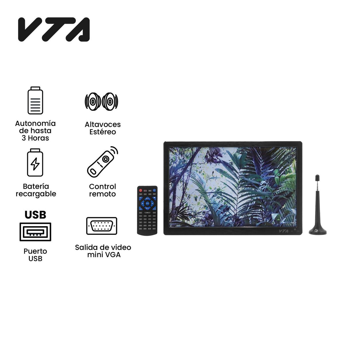 VTA PLUS - Pantalla Hd Portatil Recargable de 14'' Vta