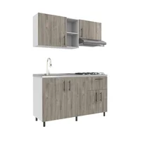 Just Home Collection Cocina Integral 1.50 Metros Tokio Austral Incluye Mesón Poceta Izquierda con 4 Fogones a Gas Just Home Collection