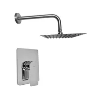 Grifería Ducha Monocontrol Spazio Cromo+Regadera 25x25+Brazo Redondo Consumo 7.5 l/ciclo