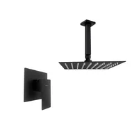 Grifería Ducha Ciret Negro+Brazo Techo Cuadrado 20cm Negro + Regadera Cuadrado Negro 25x25 Consumo 7.5 l/ciclo