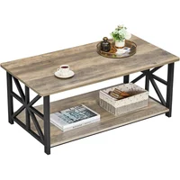 Mesa de Café Campestre con Esquinas Redondeadas y Estante