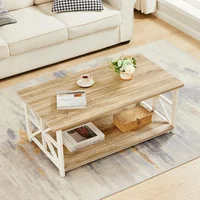 Mesa de Café con Esquinas Redondas y Estante de Dos Niveles para tu Sala