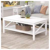 Mesa de Café Moderna Rectangular con Estante Diseño X para un Estilo Único