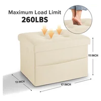 Puff Plegable de Almacenamiento con Bolsillo Lateral