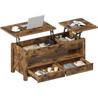 Mesa de Café Elevable con Cajones y Compartimento Oculto