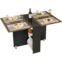Mesa de Comedor Plegable con Ruedas y Estante