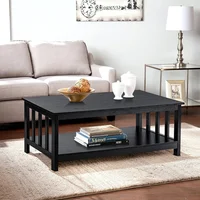 Mesa de Centro Negra ChooChoo Estilo Misión con Estante Inferior de Almacenamiento