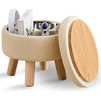 Puff Redonda Moderna con Almacenamiento y Asiento Acolchado