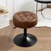 Taburete de Maquillaje de Cuero Sintético con Estilo Mid Century