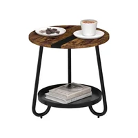 Mesa de Café Redonda de 2 Niveles Estilo Industrial para Tu Hogar