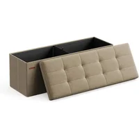 Banco Puff Grande Plegable con Almacenamiento Color Camel Marrón