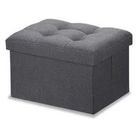 Taburete Plegable Con Baúl De Almacenamiento Gris Para Oficina Y Hogar