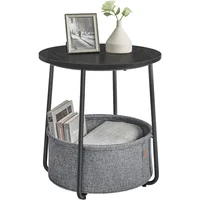 Mesa de Noche Moderna con Canasta de Tela