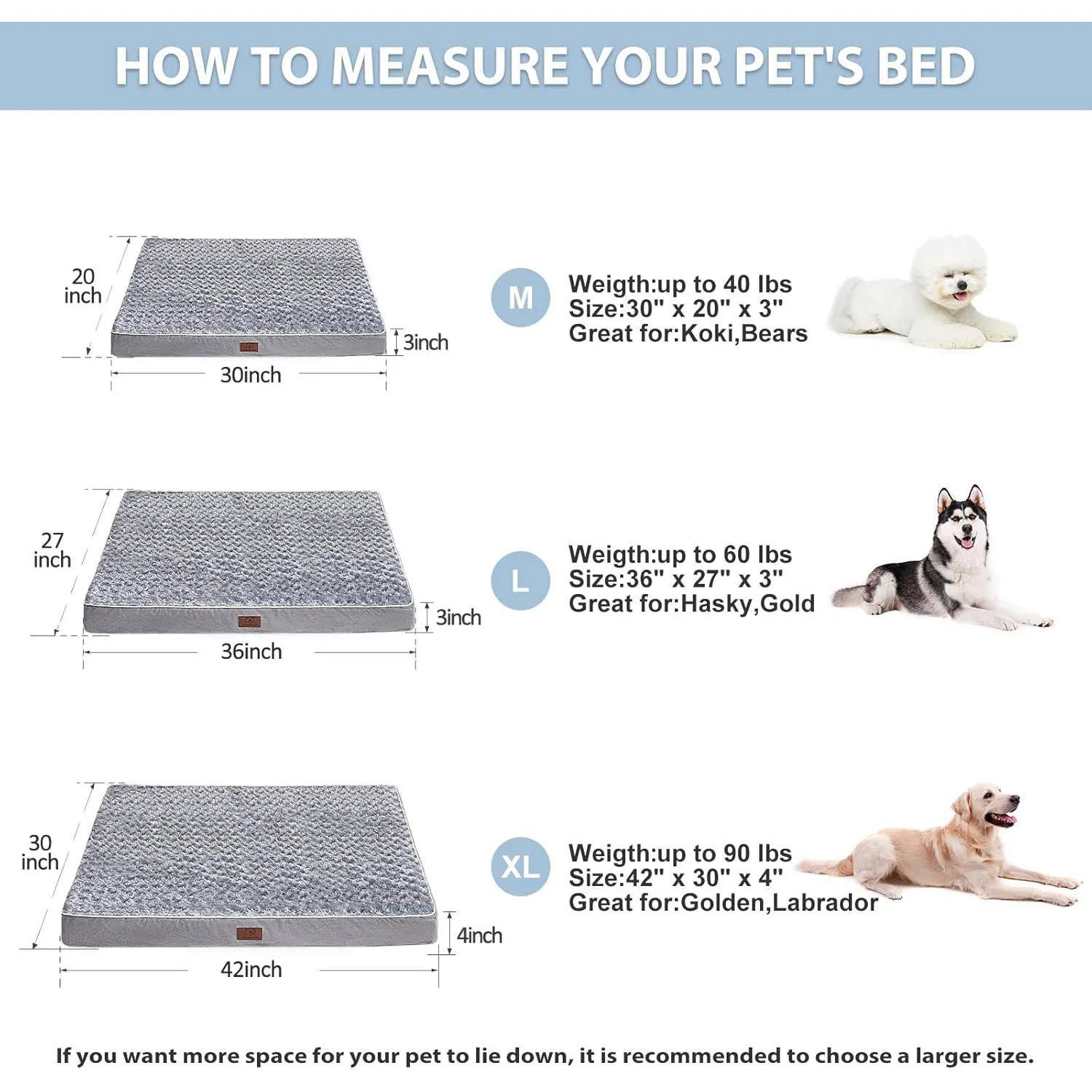 Cama Ortopédica Grande para Perro Impermeable con Funda Removible 3