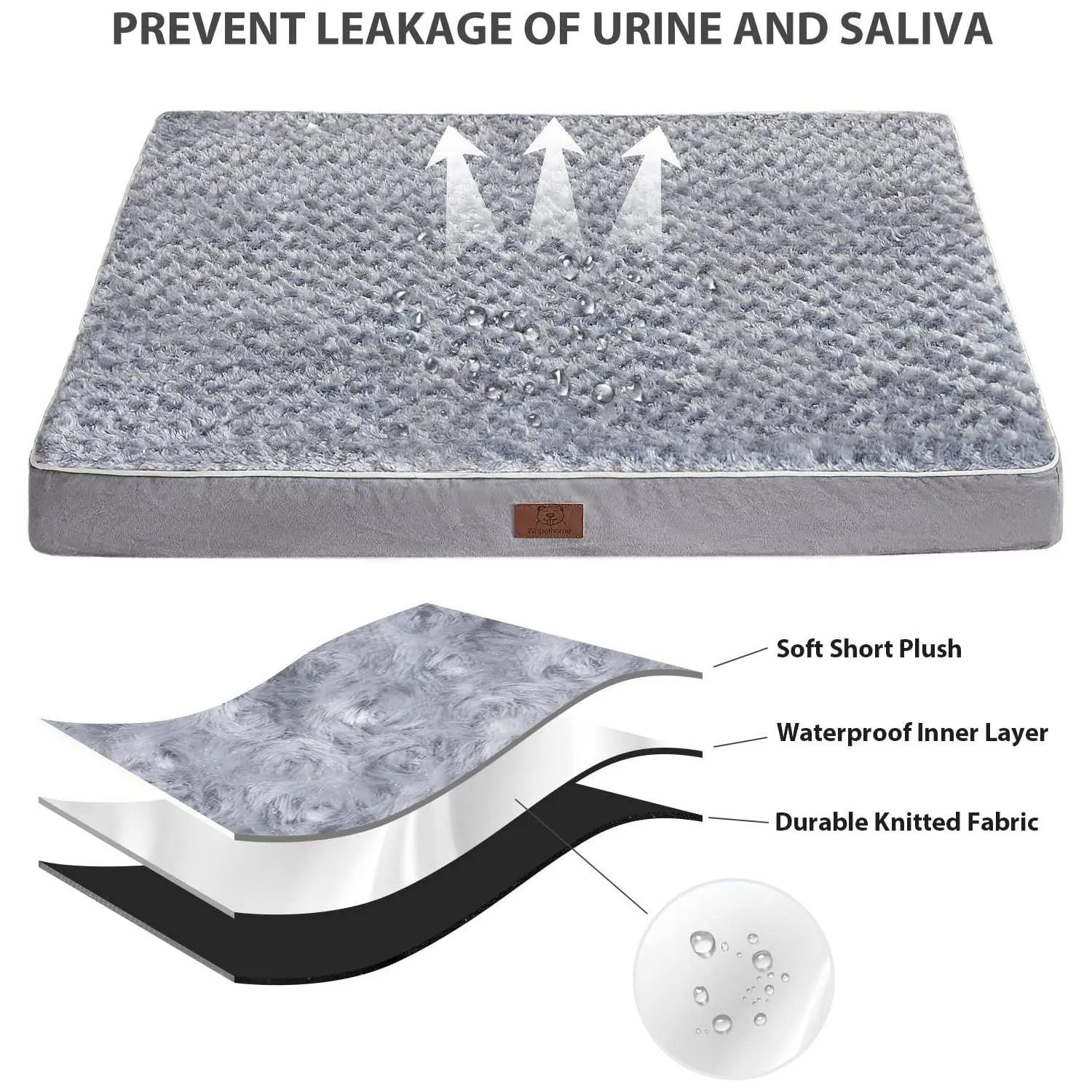 Cama Ortopédica Grande para Perro Impermeable con Funda Removible 5