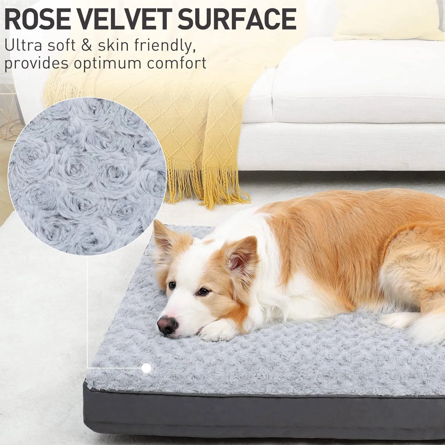 Cama Impermeable para Perros Grandes con Soporte Ortopédico Rosa