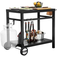 Mesa de Parrilla con Ruedas y Estantes Dobles para Exterior Royal Gourmet
