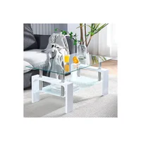 Mesa de Café Moderna con Estante de Vidrio
