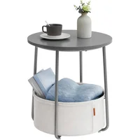 Mesa de Noche Moderna con Canasta de Tela