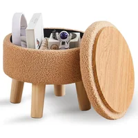 Taburete Redondo Moderno con Almacenamiento y Asiento Acolchado