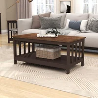 Mesa de Café Estilo Farmhouse con Estante