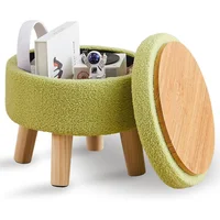 Taburete Redondo Almacenamiento y Asiento Acolchado