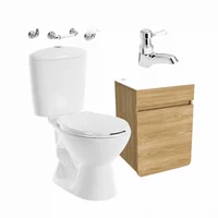 Combo Manantial Sanitario Dos Piezas Mueble Aluvia 40cm Elevado Fresno con Grifería y Accesorios Corona