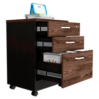 Archivador Home Office3 Cajones Bajo Wengue Milán Set X 4 Unidades